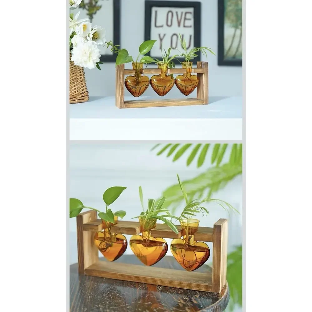 Heart-Shaped Glass Terrarium Propagation Station for Hydroponics Home Decor